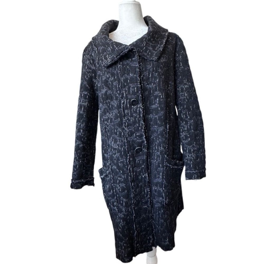 Transit Par Such Black Duster Cardigan Large Collar Pockets Sweater Size Small